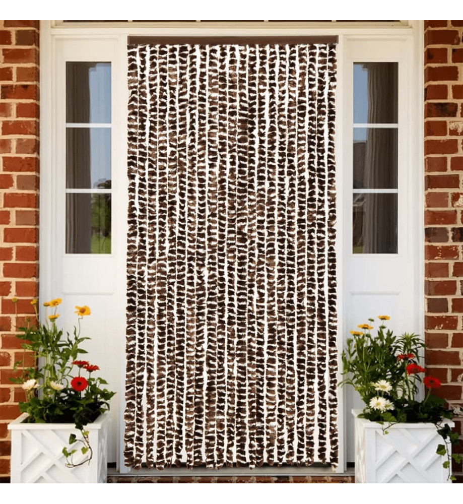 Rideau anti-mouches marron et blanc 90x200 cm chenille