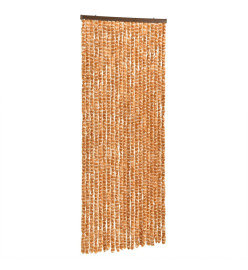 Rideau anti-mouches ocre et blanc 100x230 cm chenille