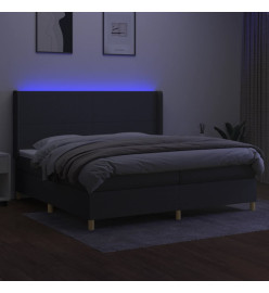 Sommier tapissier et matelas et LED Gris foncé 200x200 cm Tissu