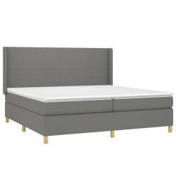 Sommier tapissier et matelas et LED Gris foncé 200x200 cm Tissu