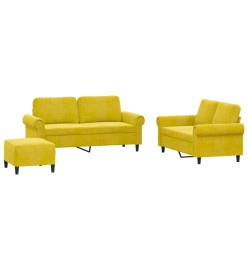 Ensemble de canapés 3 pcs avec coussins Jaune Velours