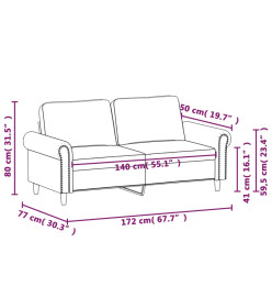 Canapé à 2 places Jaune 140 cm Velours