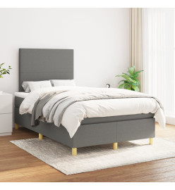 Lit à sommier tapissier avec matelas Gris foncé 120x200cm Tissu