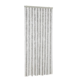 Rideau anti-mouches gris clair et blanc 100x230 cm chenille