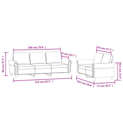 Ensemble de canapés 2 pcs avec coussins Jaune Velours