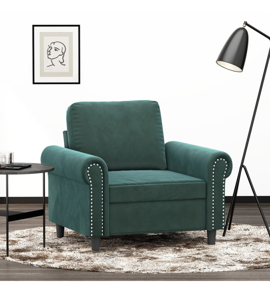 Fauteuil Vert foncé 60 cm Velours