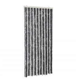 Rideau anti-mouches gris et noir 100x220 cm chenille