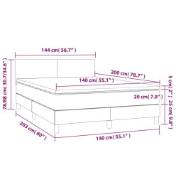 Sommier tapissier matelas et LED Gris clair 140x200 cm Velours