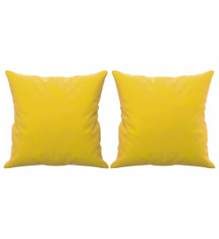 Canapé 2 places avec oreillers décoratifs jaune 140 cm velours