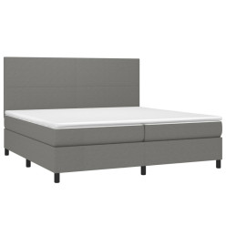 Sommier tapissier et matelas et LED Gris foncé 200x200 cm Tissu