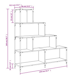 Bibliothèque à 4 niveaux chêne marron bois d'ingénierie