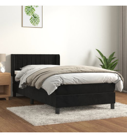 Lit à sommier tapissier et matelas Noir 80x200 cm Velours