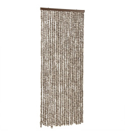 Rideau anti-mouches taupe et blanc 90x200 cm chenille