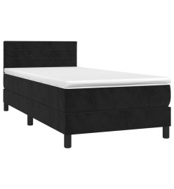 Sommier tapissier avec matelas et LED Noir 80x200cm Velours