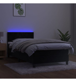 Sommier tapissier avec matelas et LED Noir 80x200cm Velours