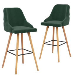 Tabourets de bar lot de 2 vert foncé velours