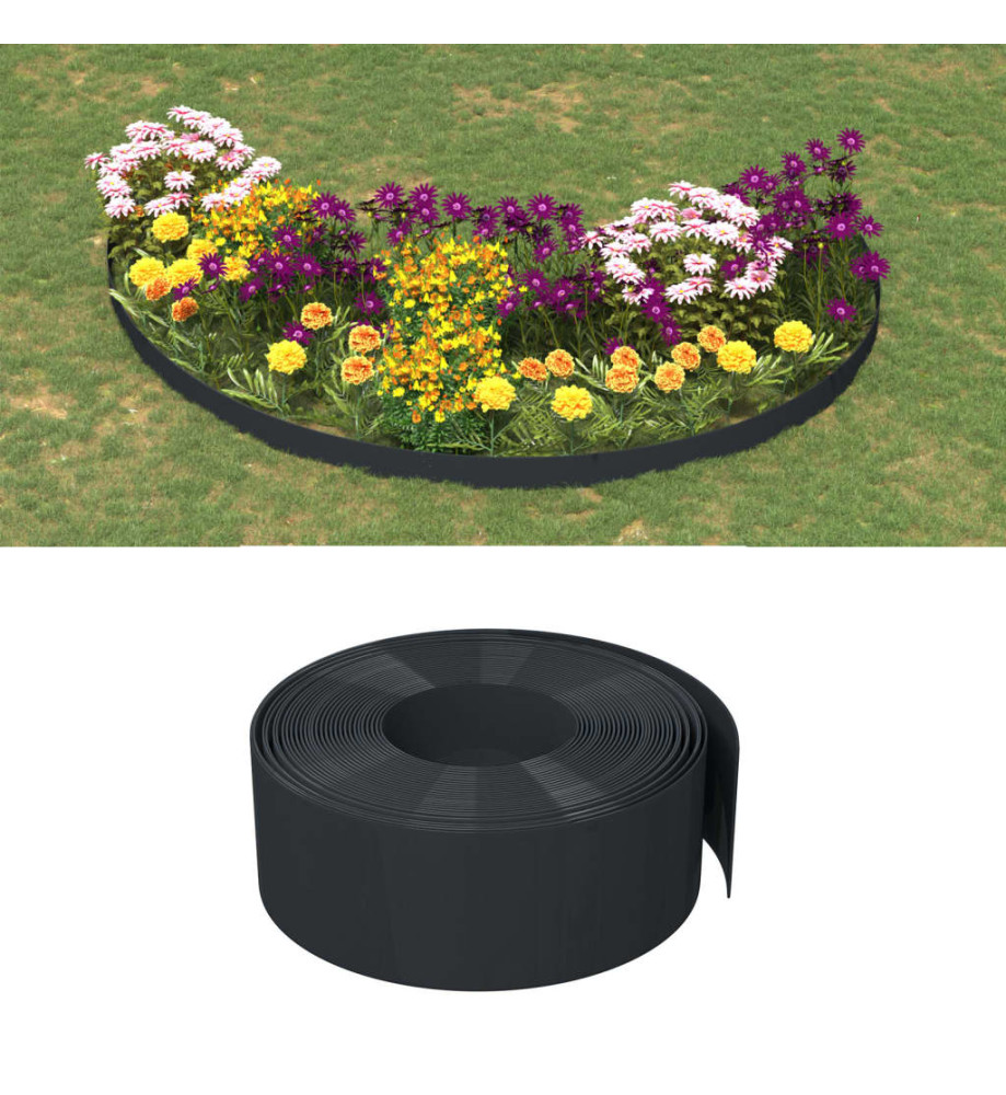 Bordures de jardin 4 pcs noir 10 m 20 cm polyéthylène