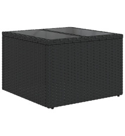 Salon de jardin 7 pcs avec coussins noir résine tressée