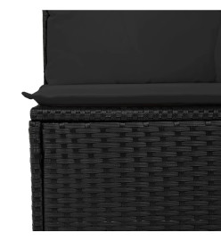 Salon de jardin 7 pcs avec coussins noir résine tressée
