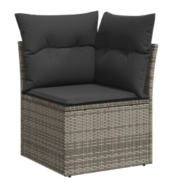 Salon de jardin 6 pcs avec coussins gris résine tressée