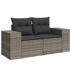 Salon de jardin avec coussins 7 pcs gris résine tressée