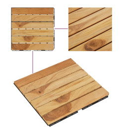 Tuiles de terrasse 10 pcs 30x30 cm Bois massif teck vertical