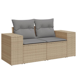 Salon de jardin avec coussins 6 pcs beige résine tressée