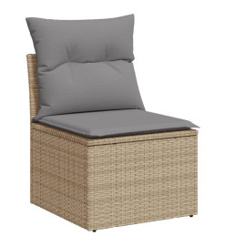Salon de jardin avec coussins 6 pcs beige résine tressée