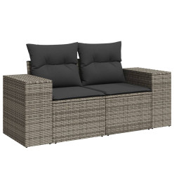 Salon de jardin 6 pcs avec coussins gris résine tressée