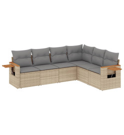 Salon de jardin avec coussins 6 pcs beige résine tressée