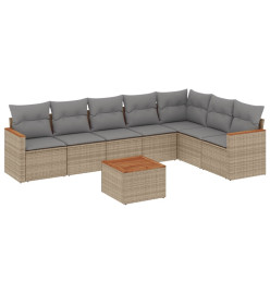 Salon de jardin avec coussins 8 pcs beige résine tressée