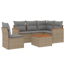 Salon de jardin avec coussins 6 pcs beige résine tressée