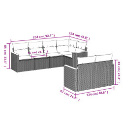 Salon de jardin avec coussins 7 pcs beige résine tressée