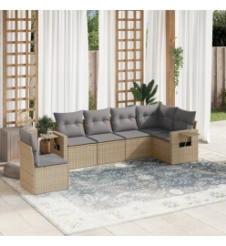 Salon de jardin avec coussins 6 pcs beige résine tressée
