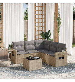 Salon de jardin avec coussins 6 pcs beige résine tressée