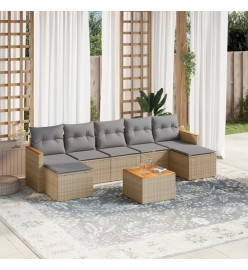 Salon de jardin avec coussins 8 pcs beige résine tressée