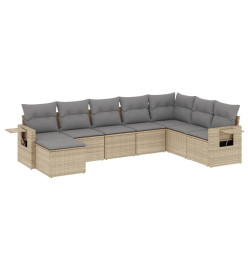 Salon de jardin avec coussins 8 pcs beige résine tressée