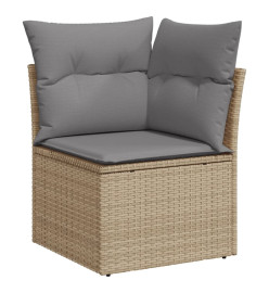 Salon de jardin avec coussins 7 pcs beige résine tressée