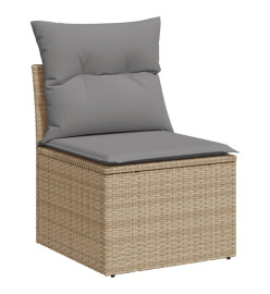 Salon de jardin avec coussins 7 pcs beige résine tressée