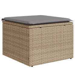 Salon de jardin avec coussins 7 pcs beige résine tressée
