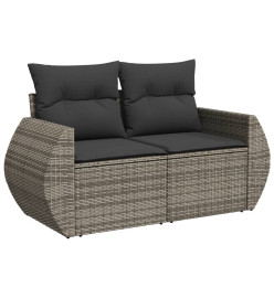 Salon de jardin 6 pcs avec coussins gris résine tressée