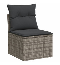 Salon de jardin 6 pcs avec coussins gris résine tressée
