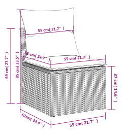 Salon de jardin 6 pcs avec coussins gris résine tressée