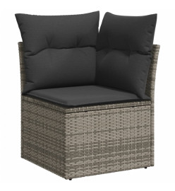 Salon de jardin 9 pcs avec coussins gris résine tressée