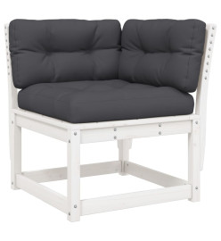 Salon de jardin 6 pcs avec coussins blanc bois massif de pin