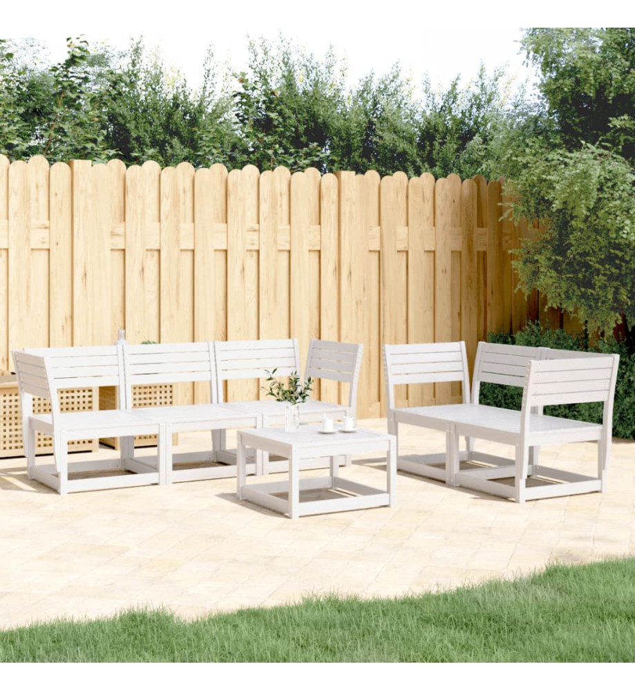 Salon de jardin 5 pcs blanc bois massif de pin Salon de jardin 5 pcs blanc bois massif de pin