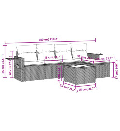 Salon de jardin avec coussins 6 pcs beige résine tressée