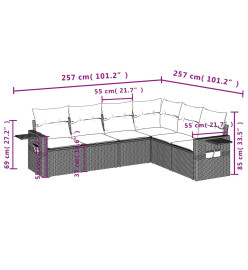 Salon de jardin avec coussins 6 pcs beige résine tressée