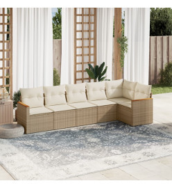 Salon de jardin avec coussins 6 pcs beige résine tressée
