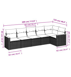 Salon de jardin avec coussins 6 pcs beige résine tressée